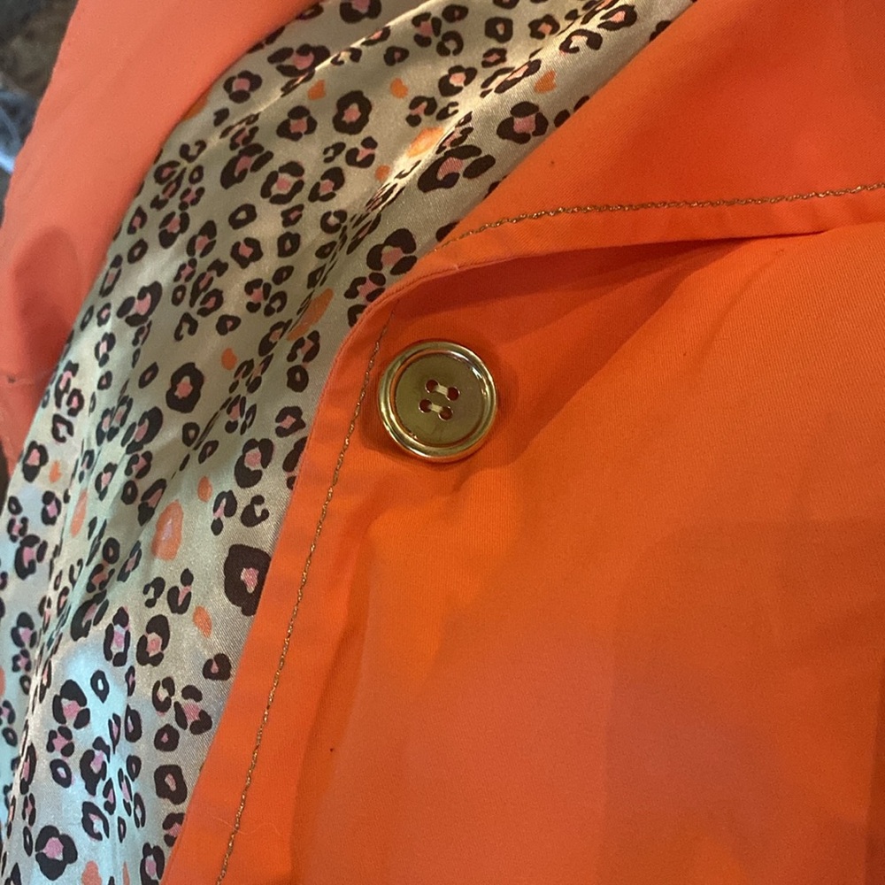 Vintage Orange Trench Coat Sherry Cassin Belted Utility Jacket Womens Size L - Picture 11 of 15